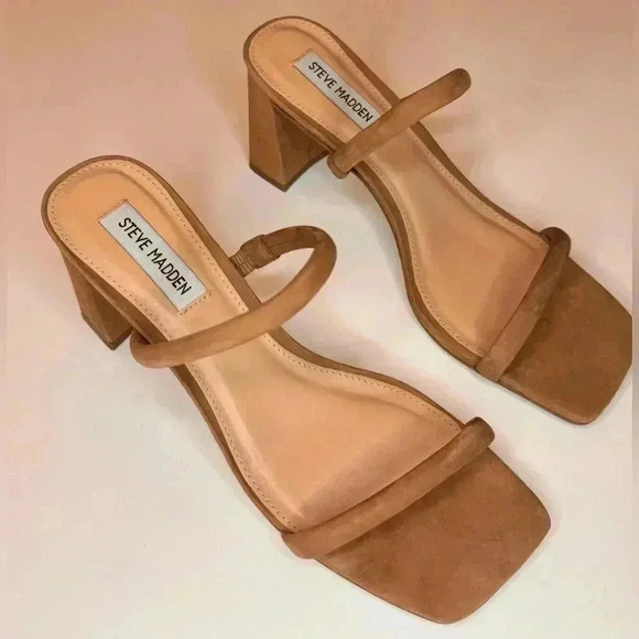 Steve Madden Womens Lilah Tan Block Heels Dress Sandal Shoe Size 8 - Picture 4 of 7